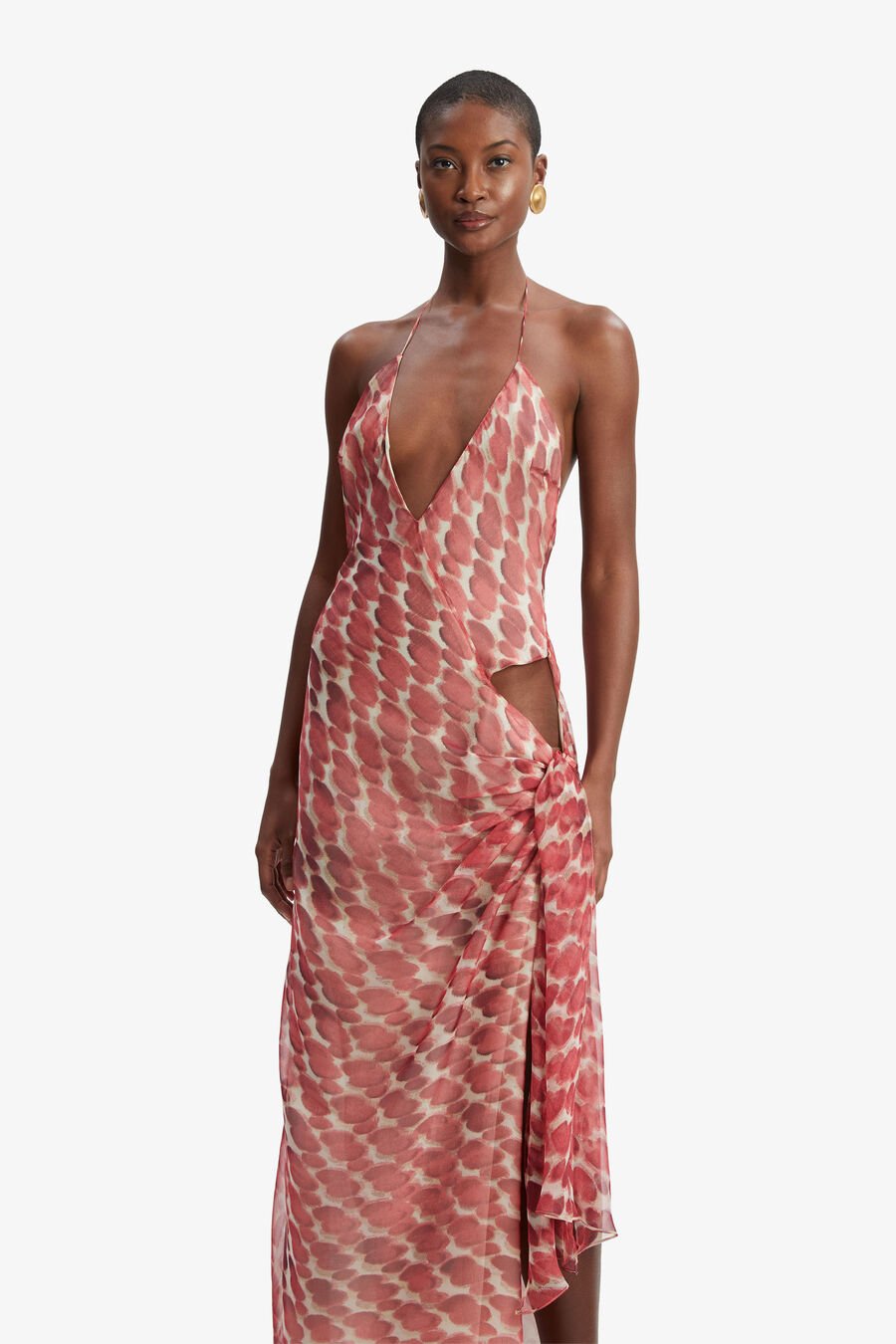 CYREL PRINTED MAXI DRESS in colour RED SPOT