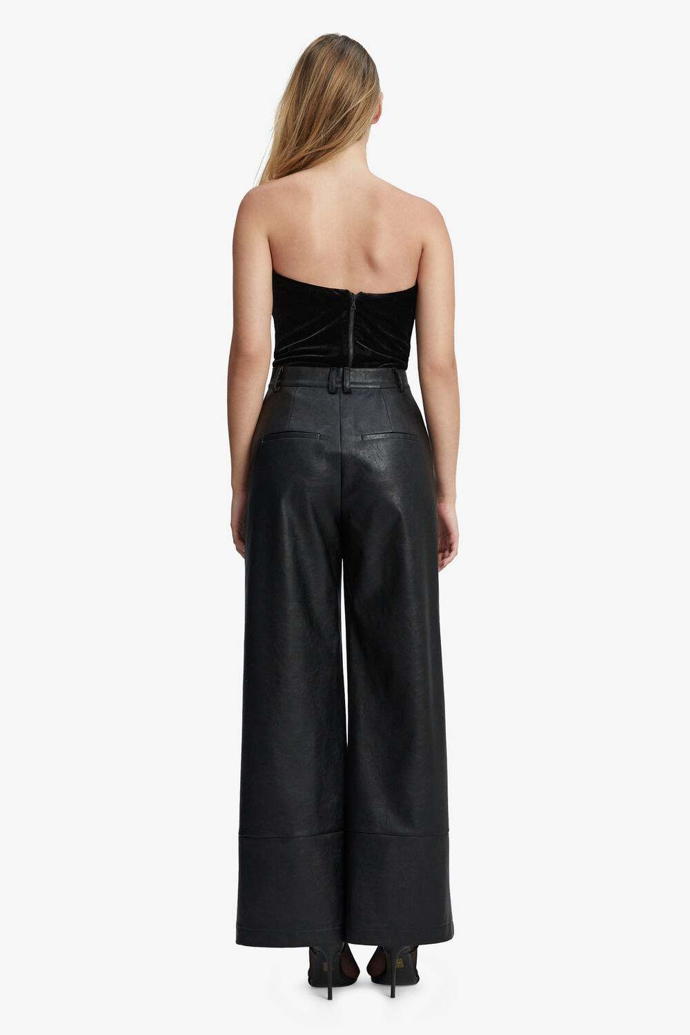 ELENI VELOUR BODYSUIT in colour CAVIAR
