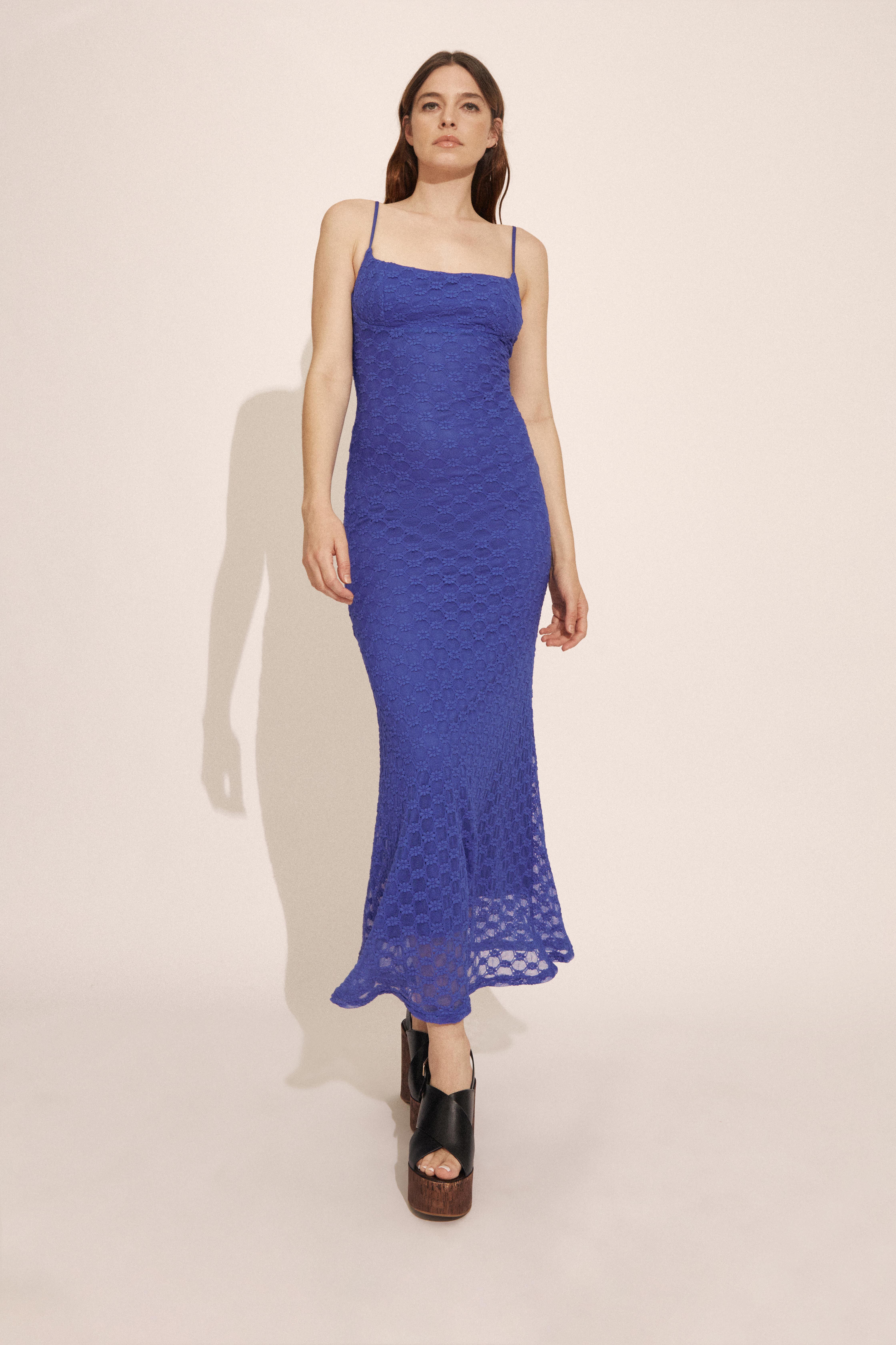 Bardot Adoni Mesh Midi Dress Cobalt