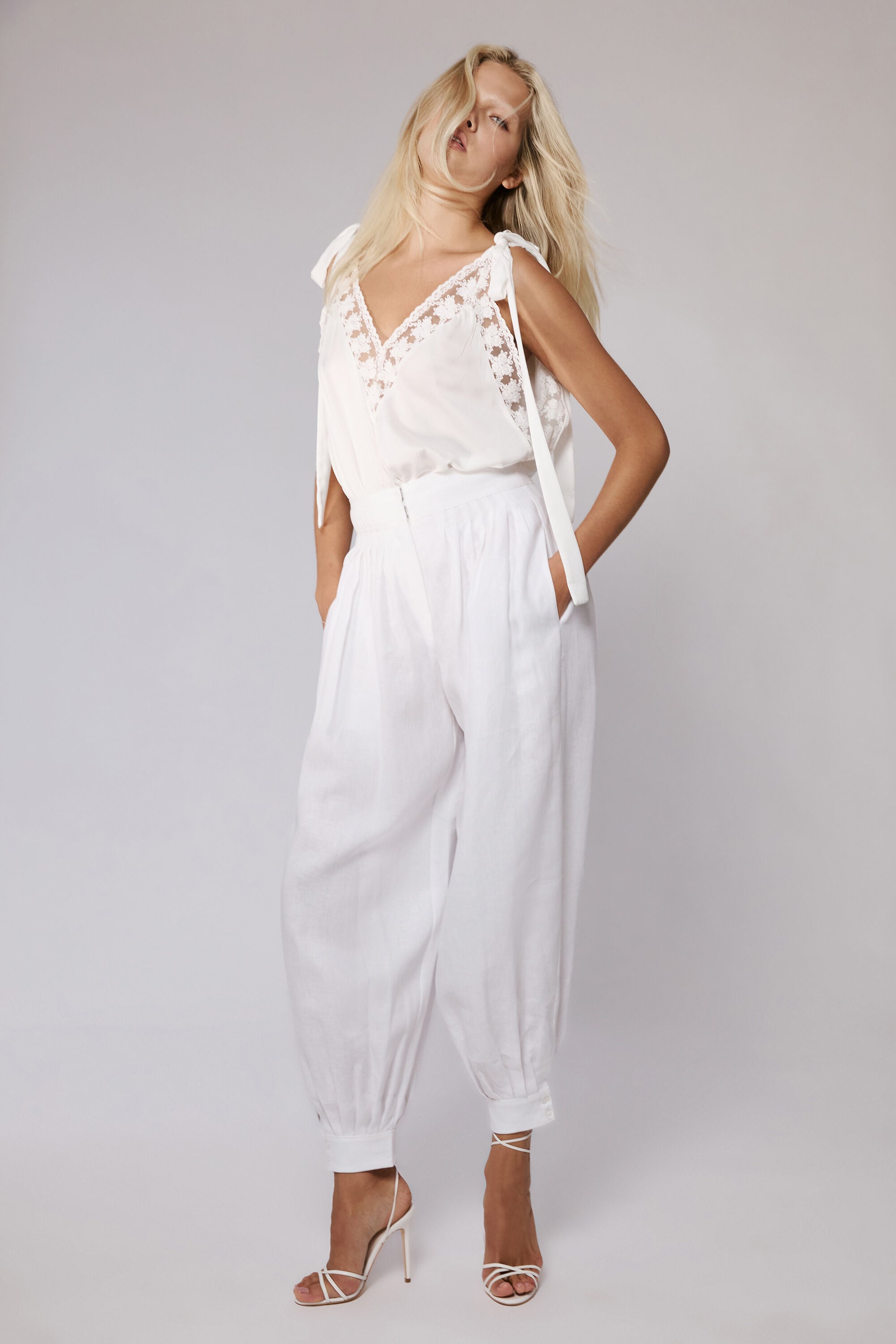 Aubrey Tie Strap Cami In Orchid White | Bardot