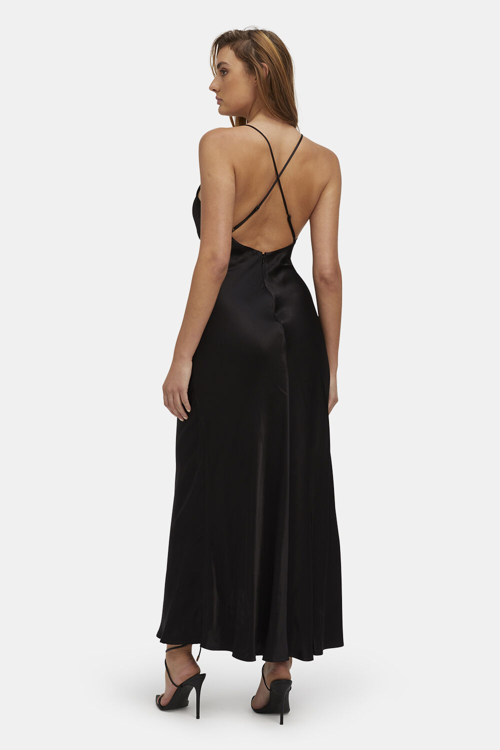ZURI SLIP DRESS in colour CAVIAR