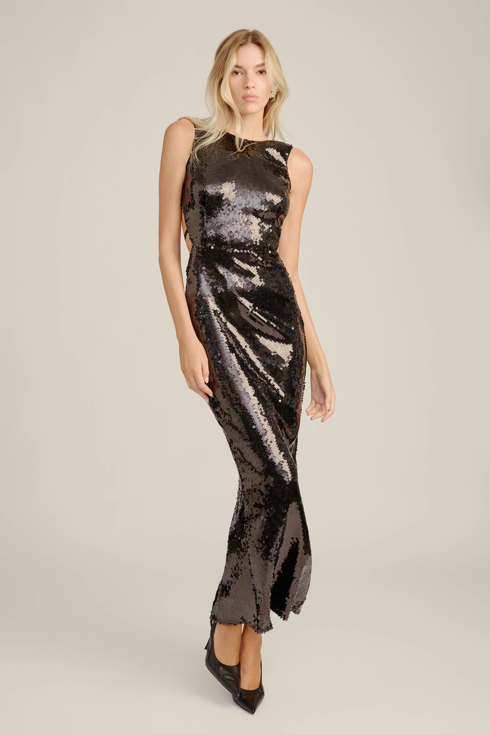 Portia Sequin Maxi Dress In Black | Bardot
