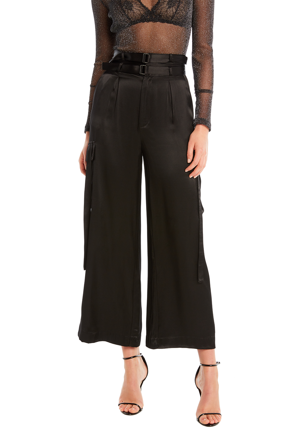 Satin Cargo Pant in Black | Bardot