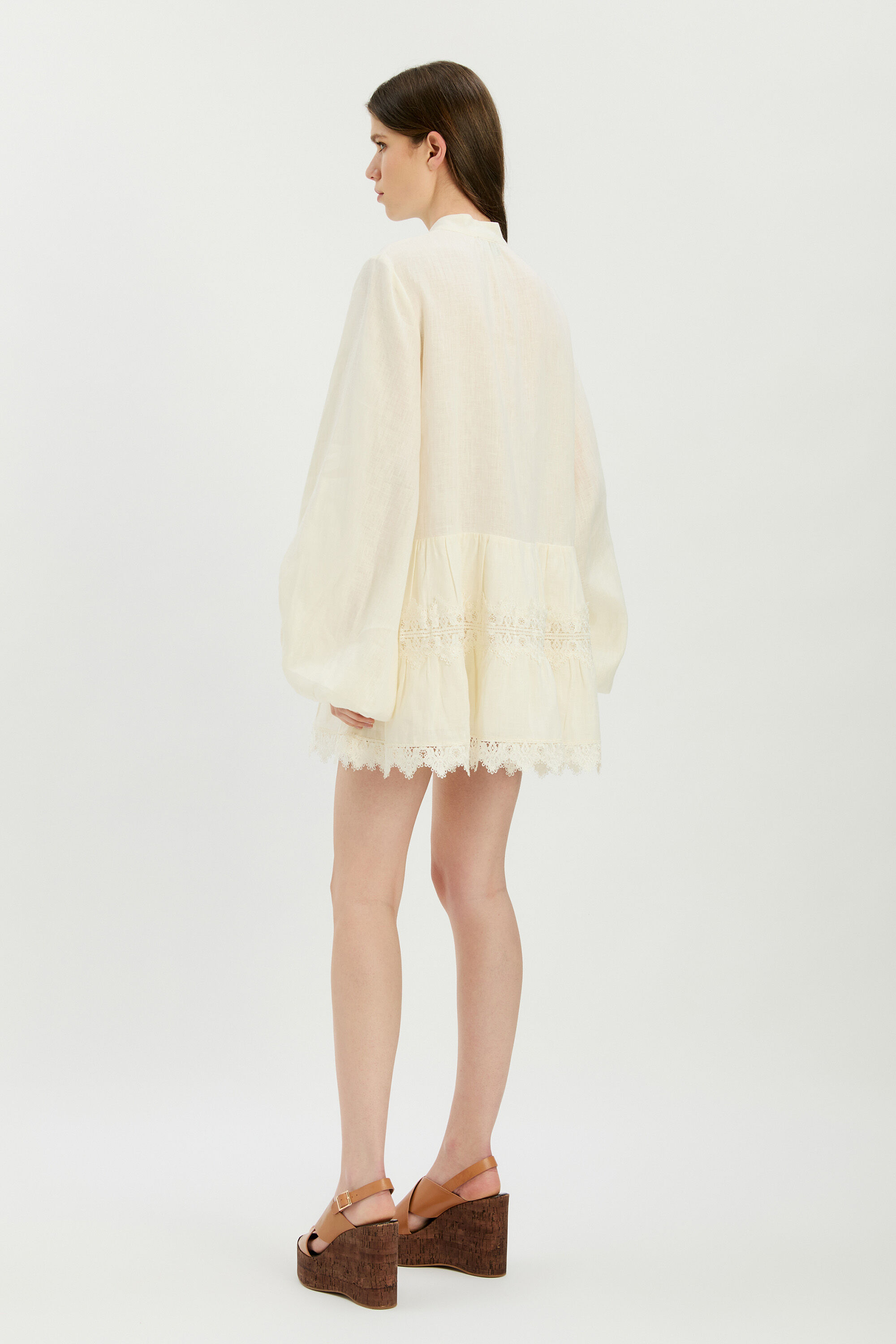bardot antonia lace trim mini dress Bardot Antonia Lace Trim Mini Dress Eggnog
