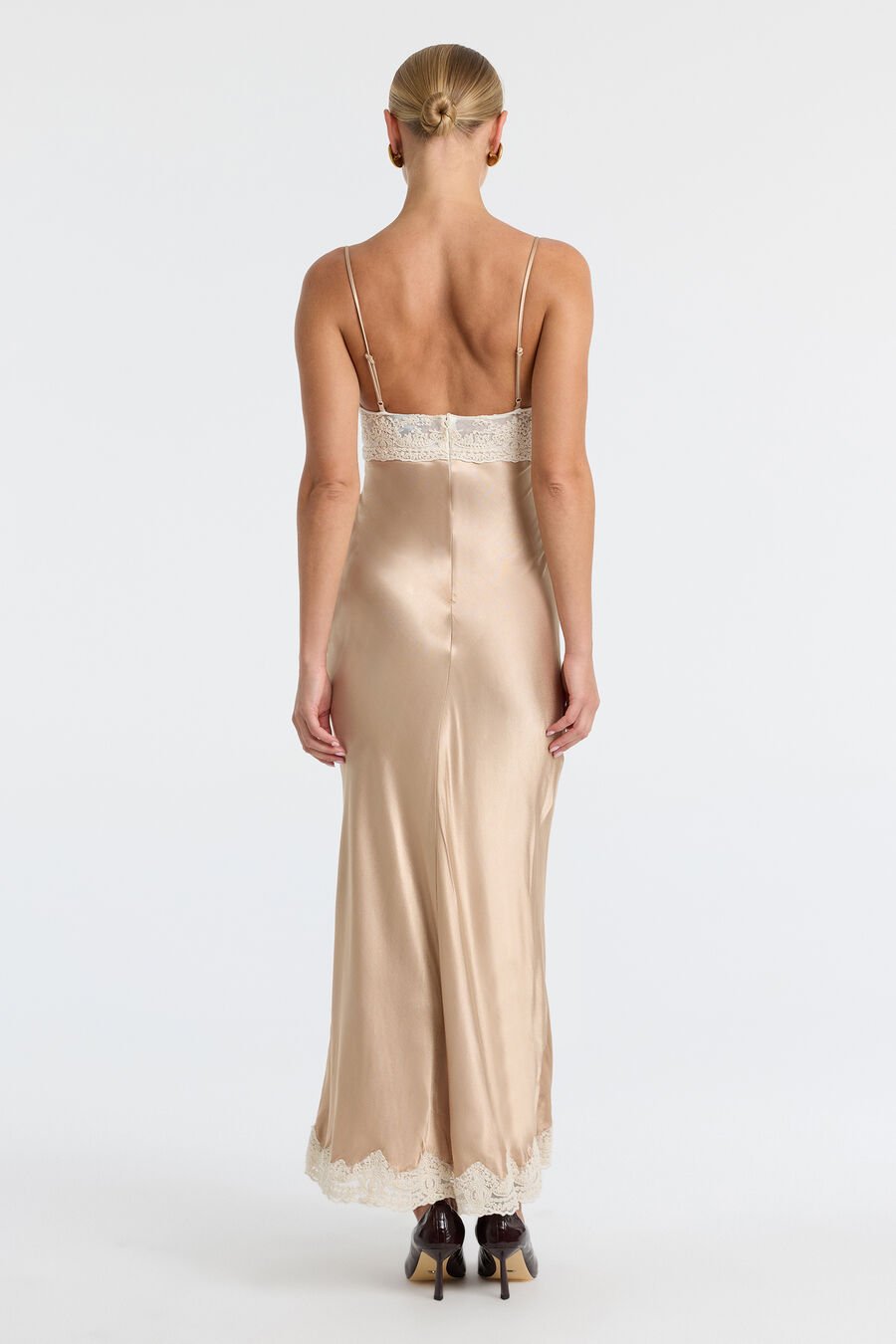 Tzariana Satin Lace Midi Dress