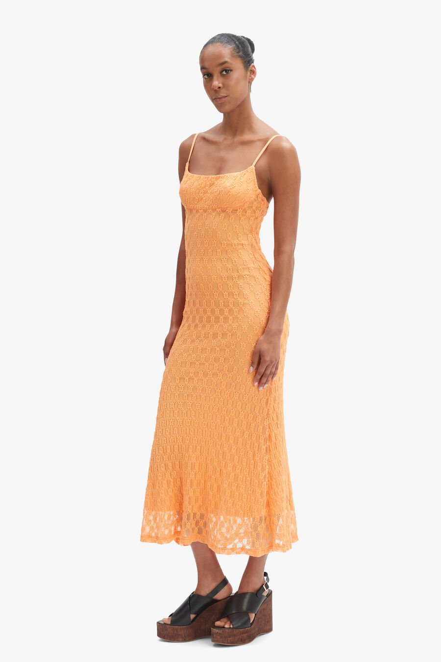 ADONI MESH MIDI DRESS in colour ORNGE SRBT