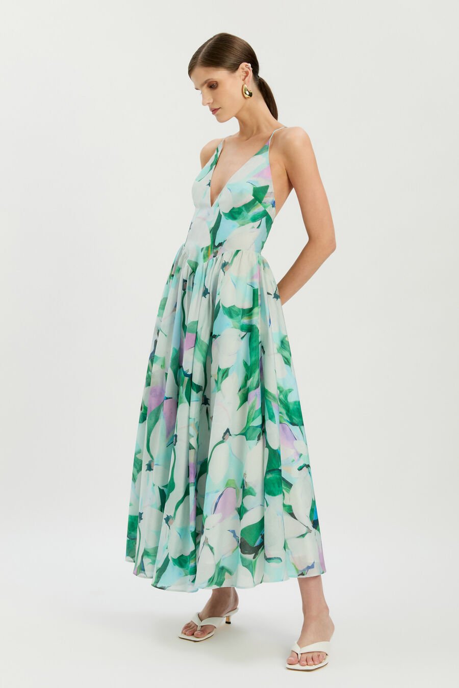 ARLETHA HALTER MAXI DRESS in colour Green Flo