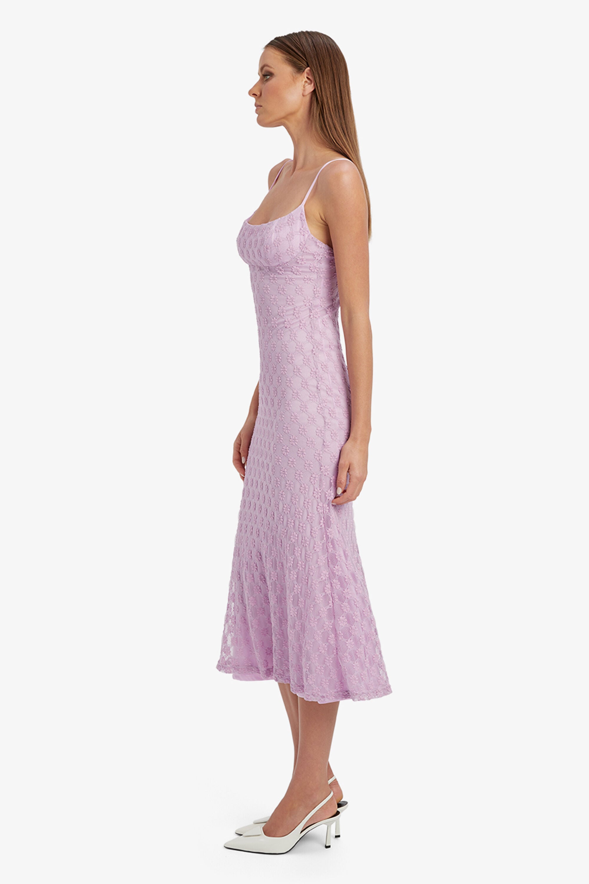 Adoni Mesh Midi Dress Yellow