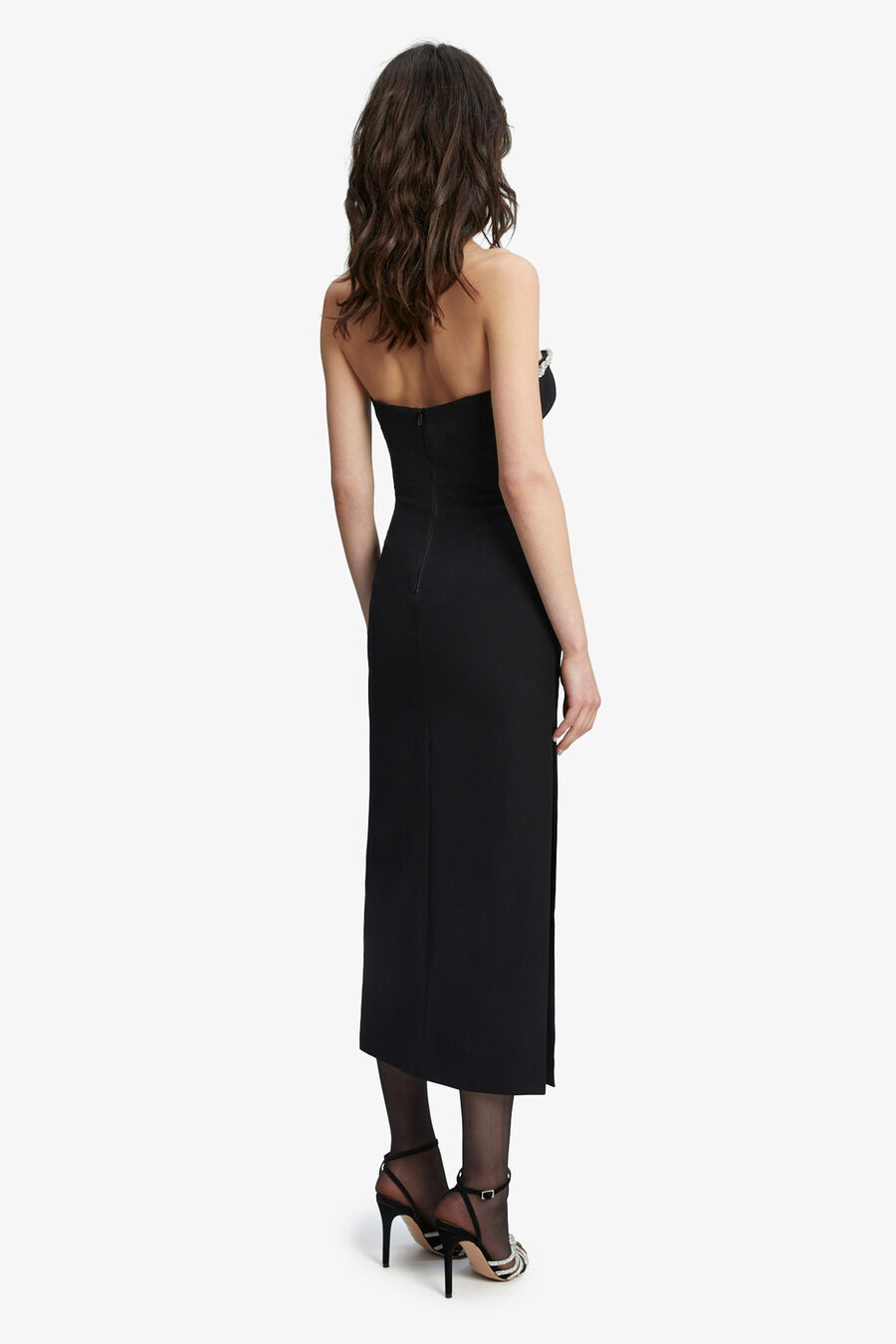 ELENI DIAMANTE MIDI DRESS in colour BLACK