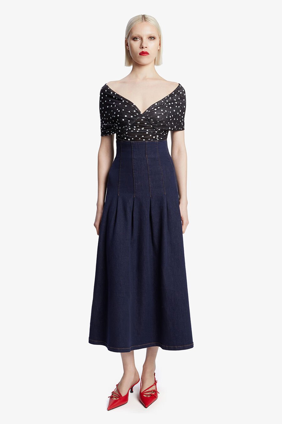 VESPERA SPOT MESH BODYSUIT in colour BLACK SPOT