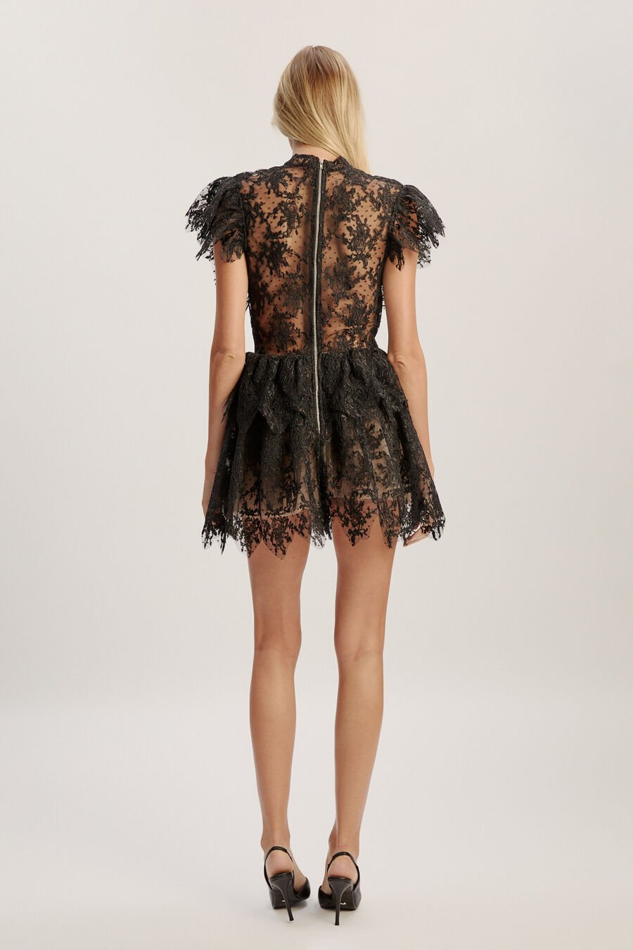 Tarryn Ruffle Lace Mini Dress