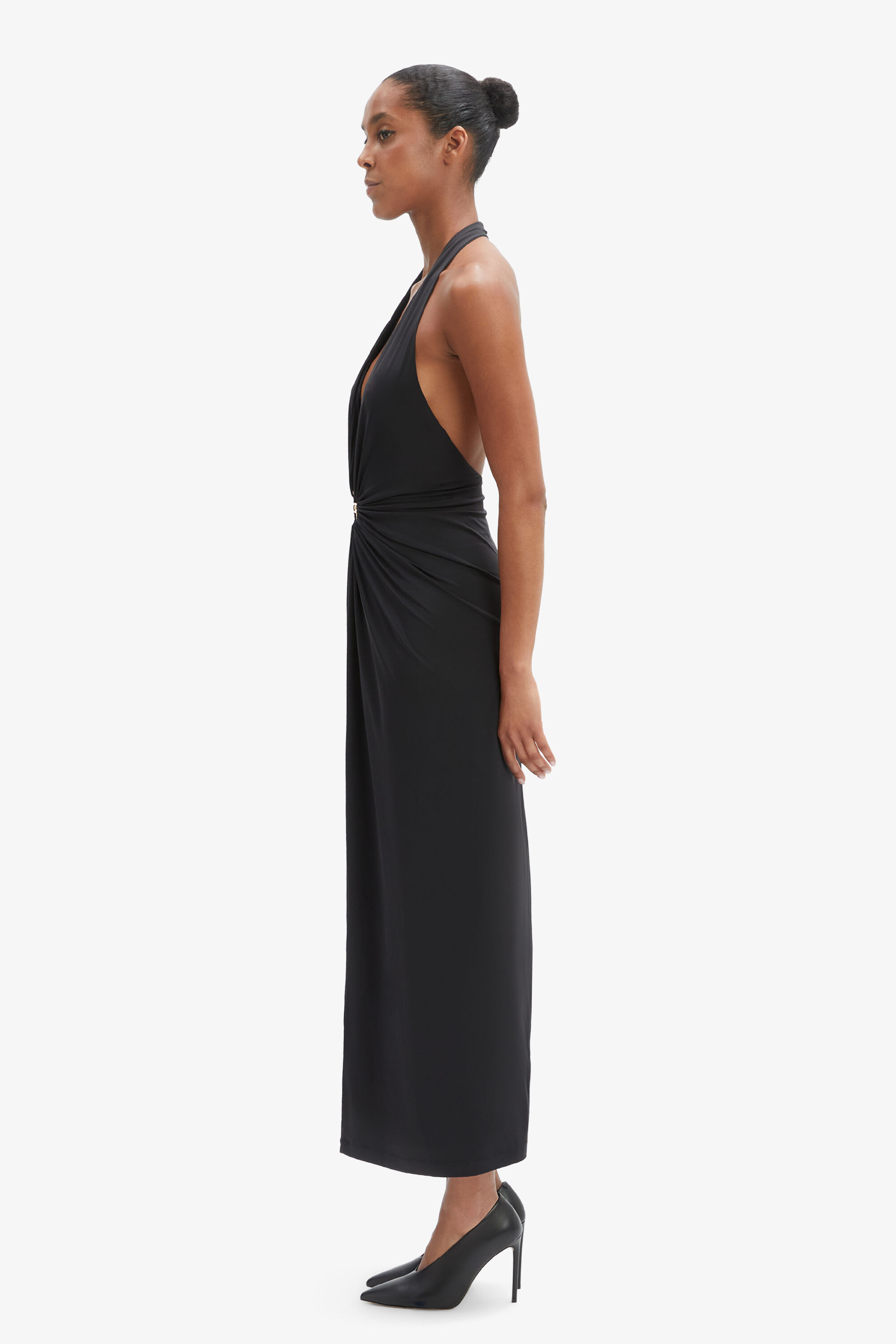 Alma Plunging Midi Dress In Black | Bardot