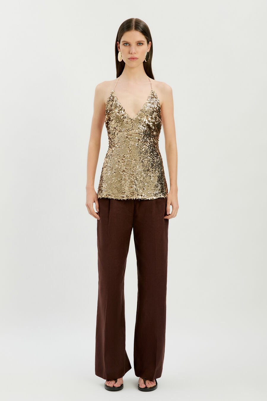 LENNON HALTER NECK CAMI in colour Soft Gold