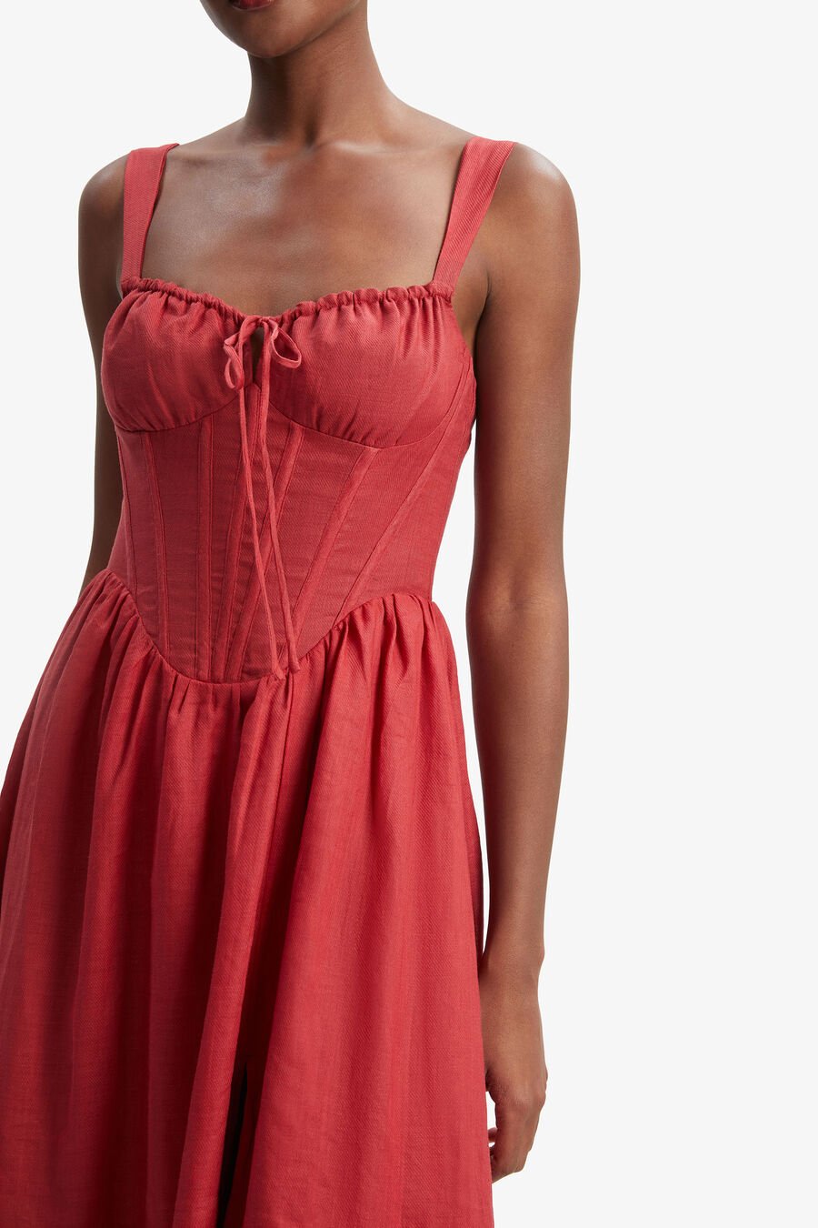 ESRA MIDI DRESS in colour FIRE RED