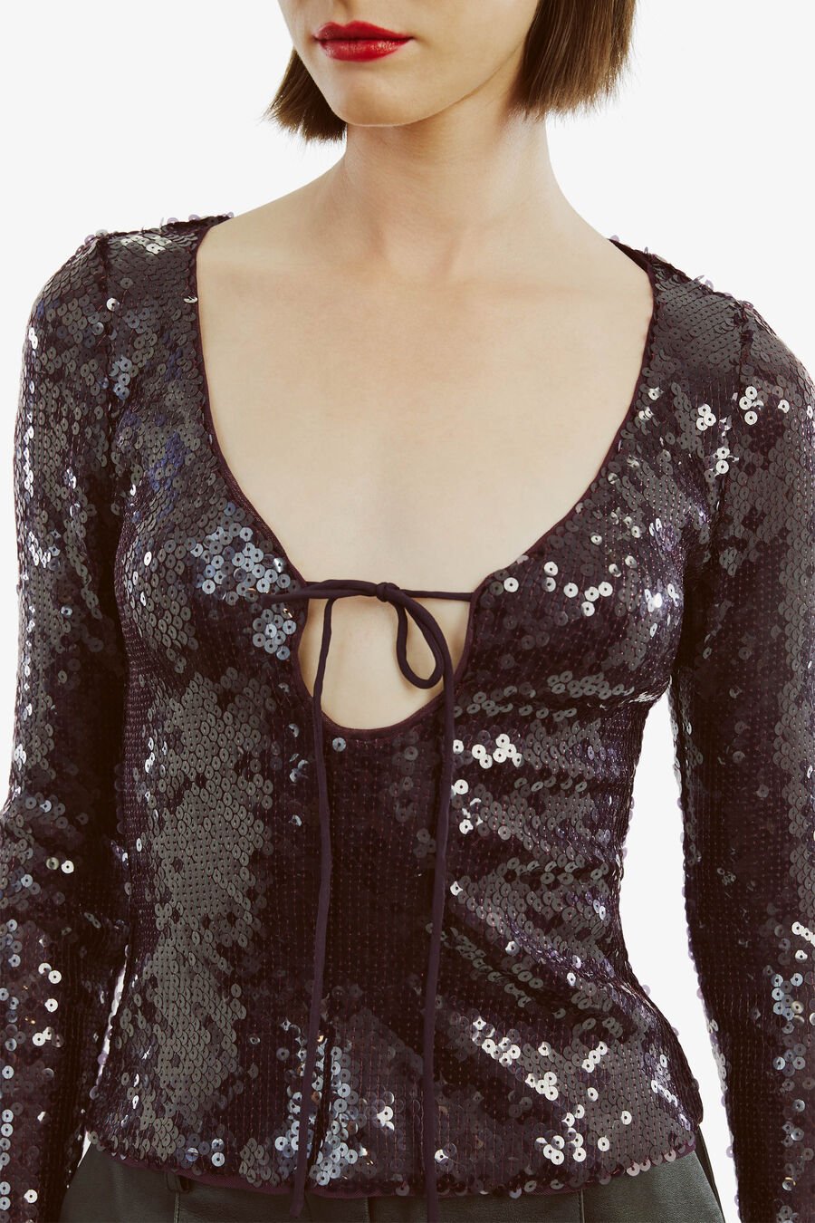 VERONA SEQUIN TOP in colour PURPLE