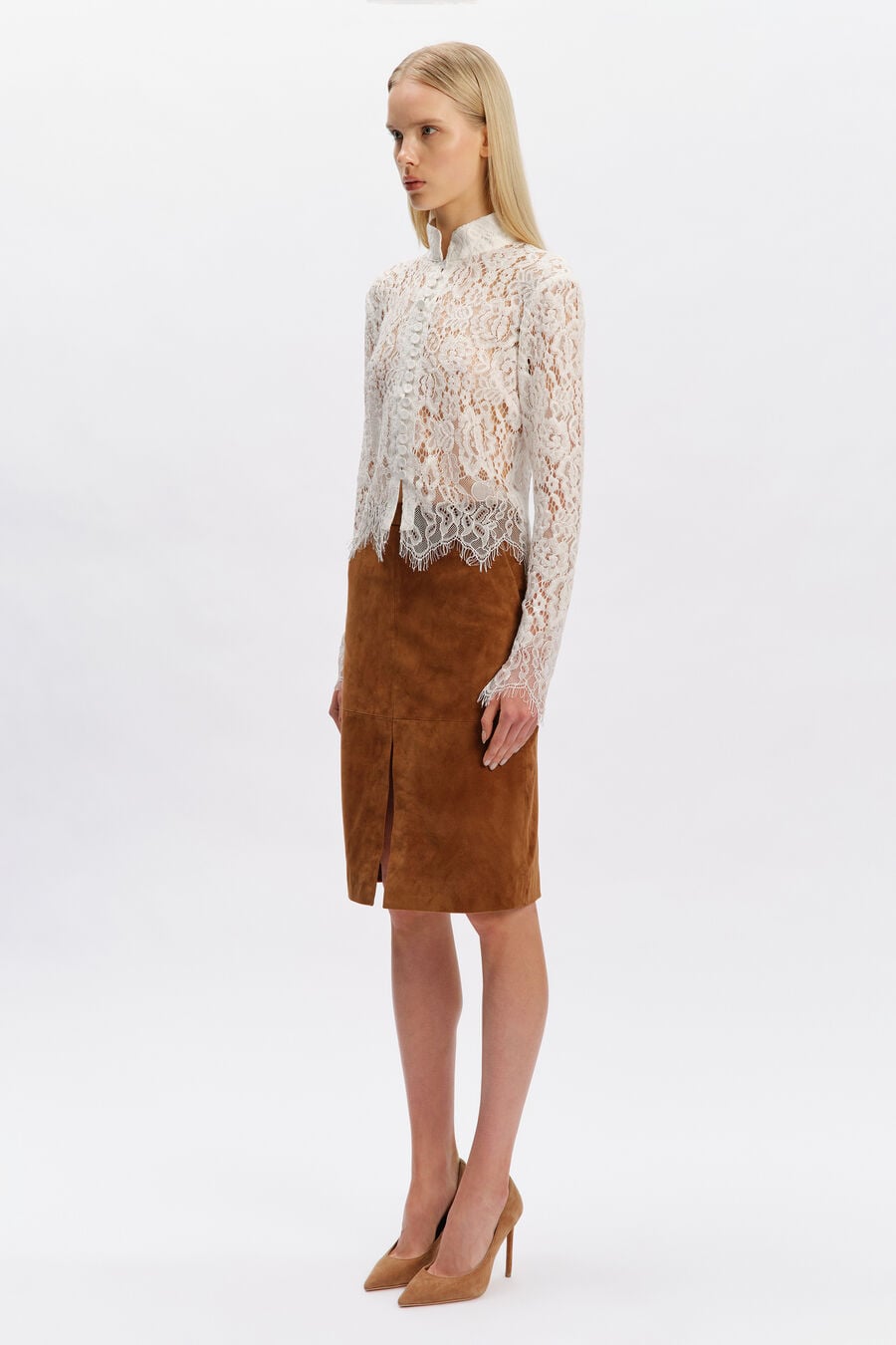 Remly Button Front Lace Top