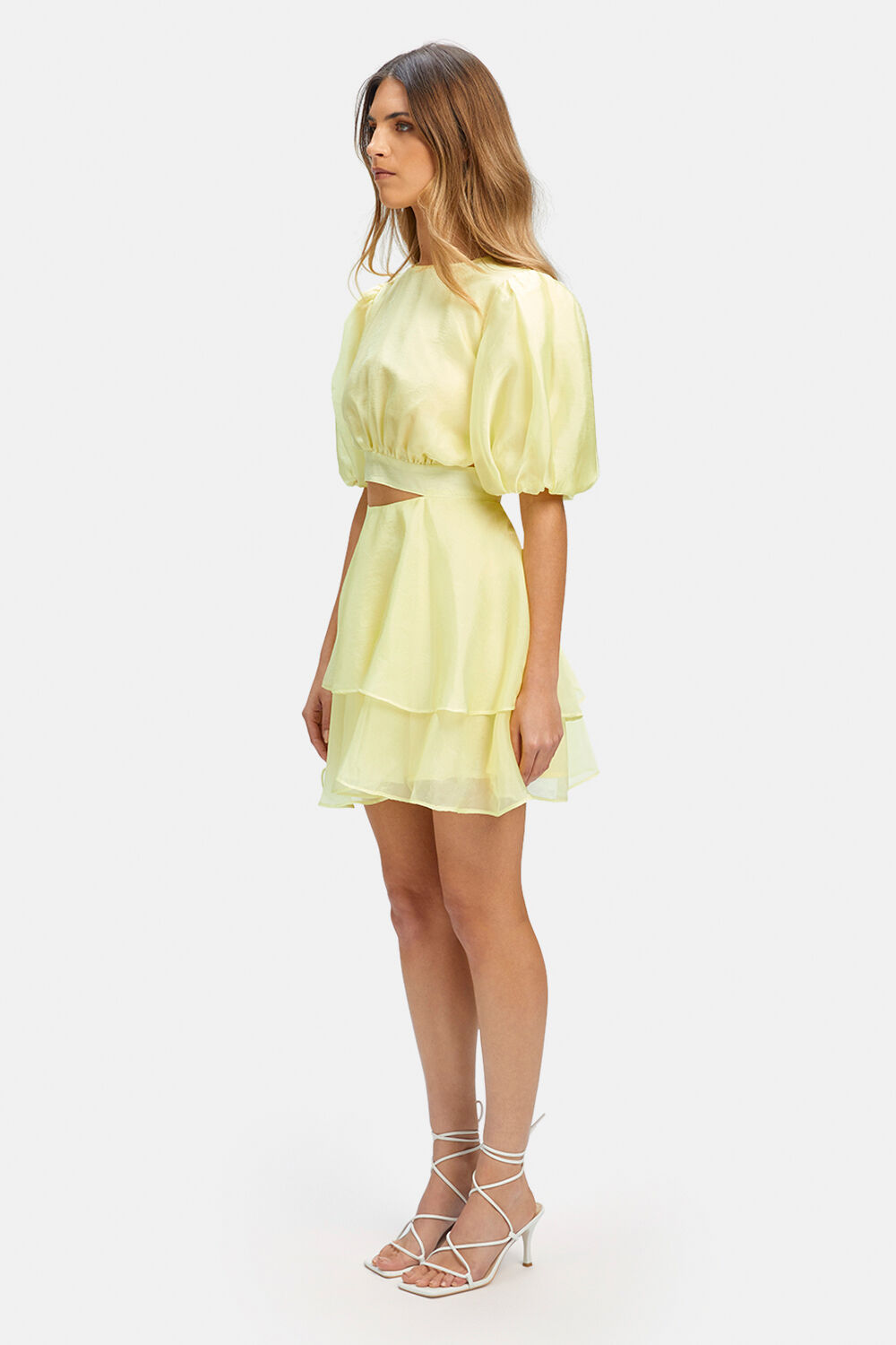 ENYA ORGANZA MINI DRESS in colour BUTTERCUP