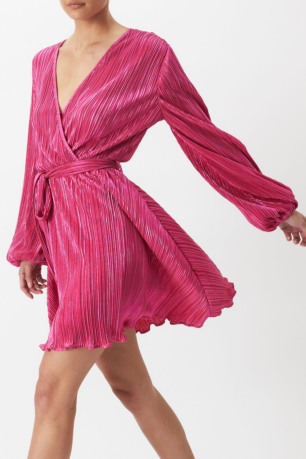 BELLISSA PLEAT DRESS in colour AZALEA PINK