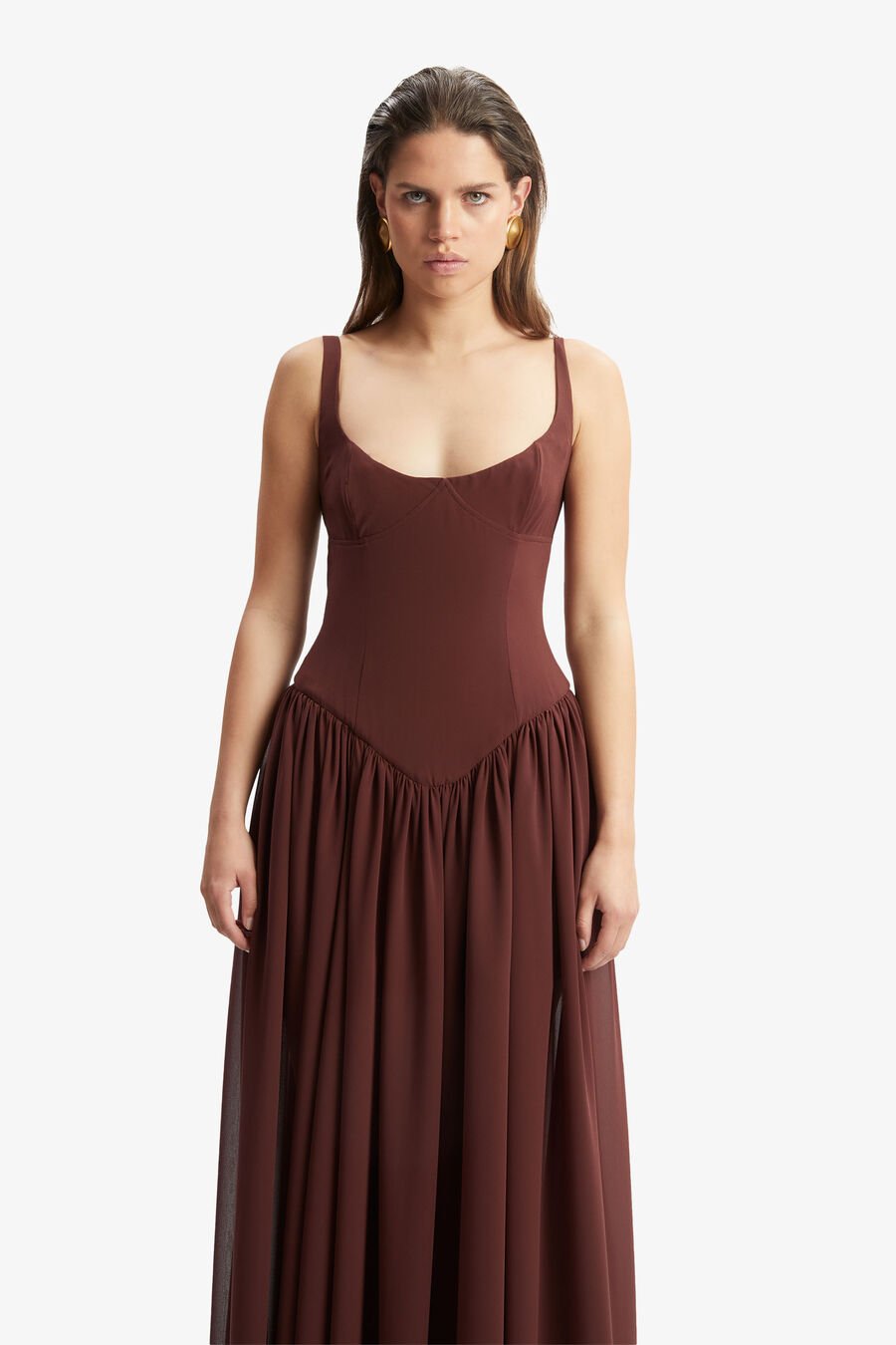 BRIANN MAXI DRESS in colour CHOCOLATE
