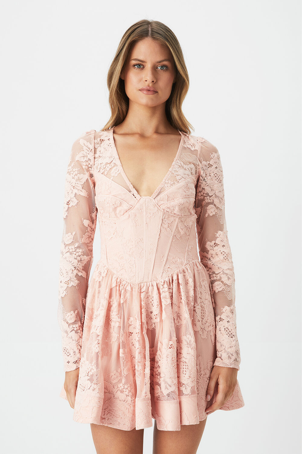 Ellie Lace Corset Dress In Soft Pink