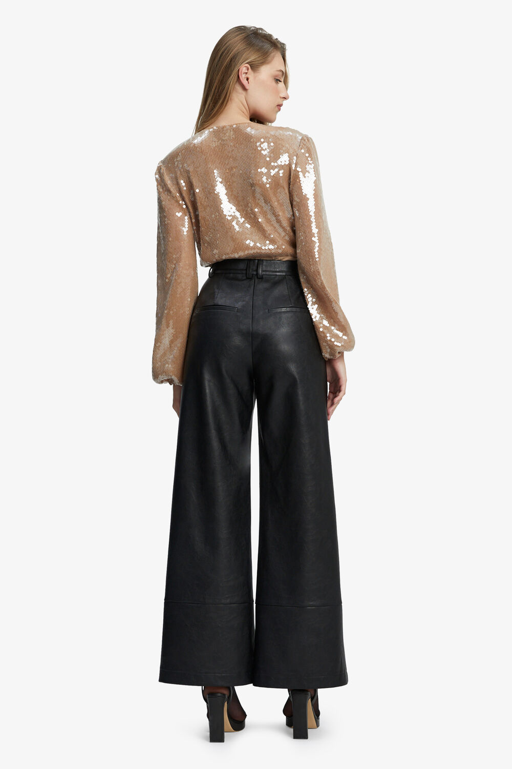 VERONA SEQUIN WRAP BODYSUIT in colour RUGBY TAN