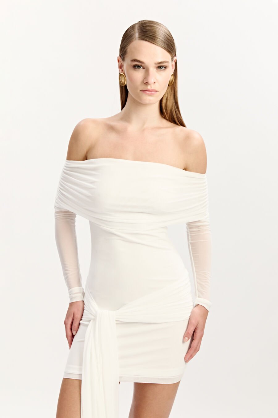 FERNANDA MESH MINI DRESS in colour ORCHIDWHT