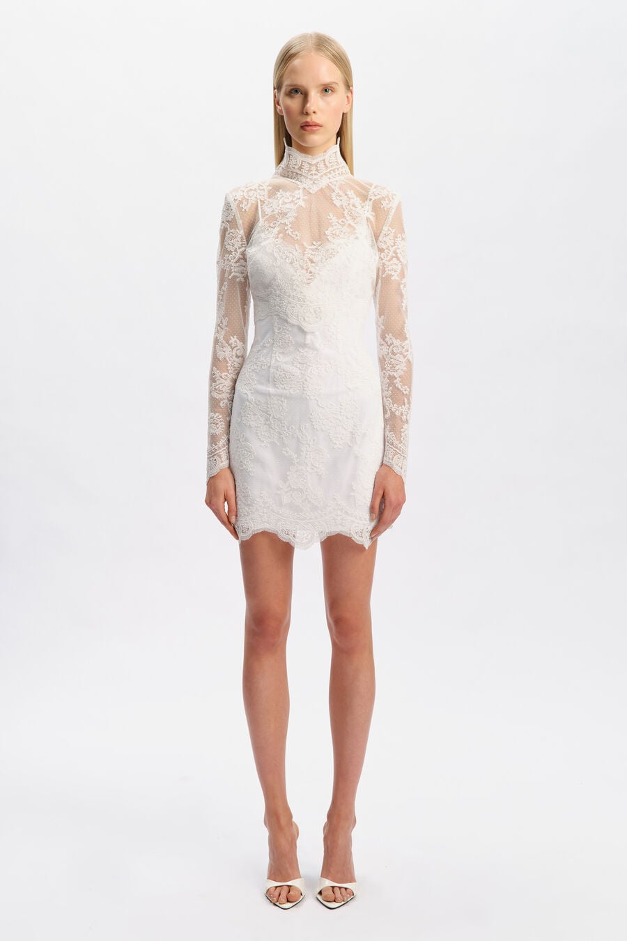 GRACE SHEER LACE TOP in colour Orchid White