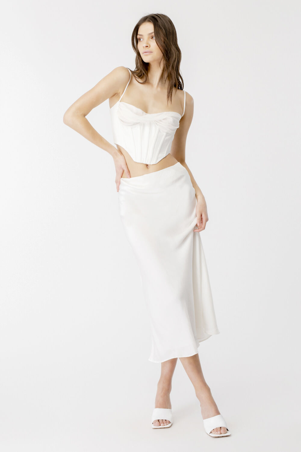 Satin best sale skirt ivory