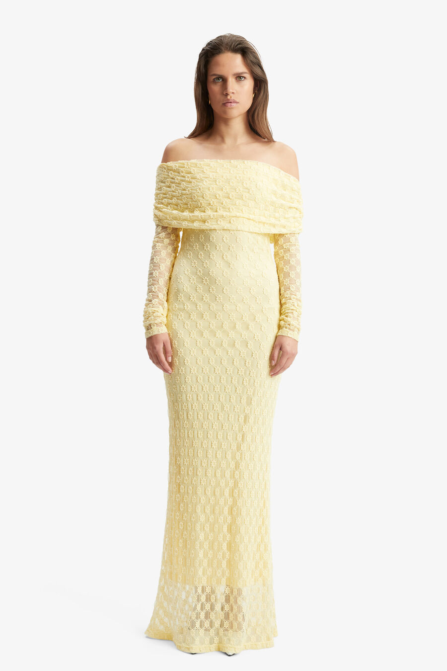ADONI OFF SHOULDER MAXI DRESS in colour Canary Yellow