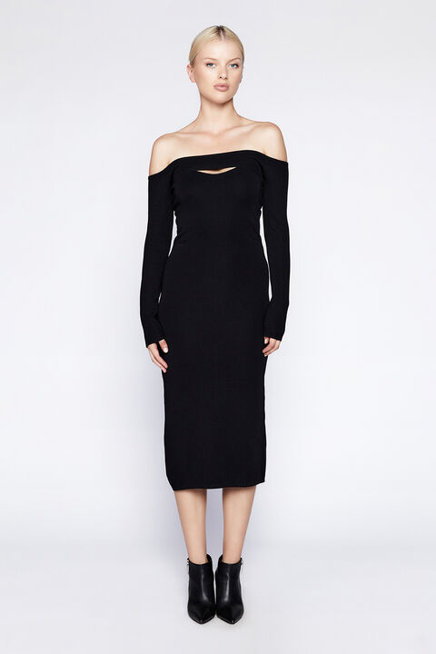 LAINA MIDI KNIT DRESS in colour CAVIAR