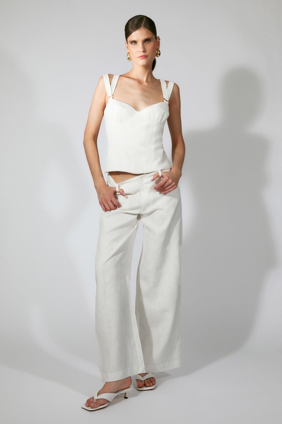 SERAFINA LINEN CORSET TOP in colour Ivory