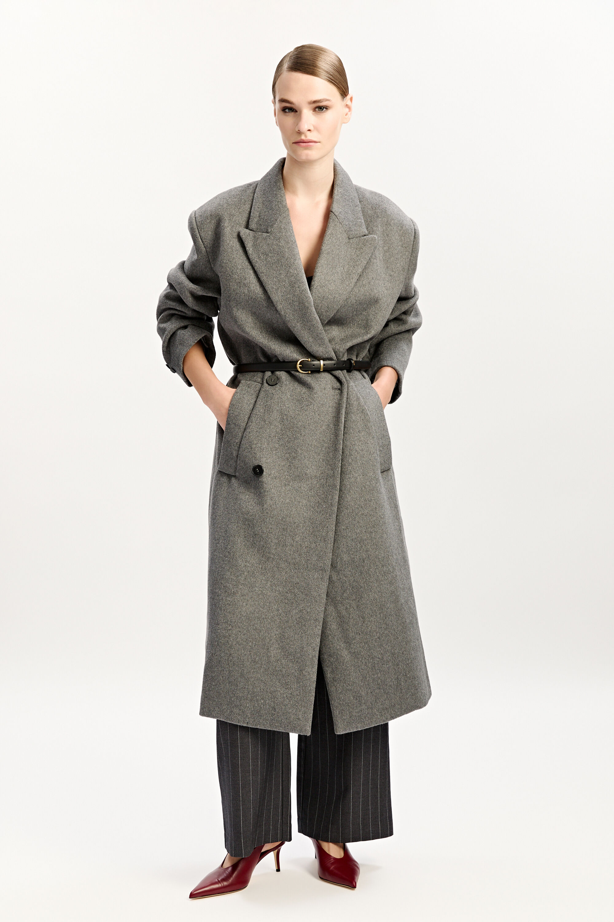 Classic Oversized Coat In Grey | Bardot