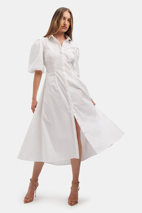 HADES MIDI SHIRT DRESS in colour BRIGHT WHITE