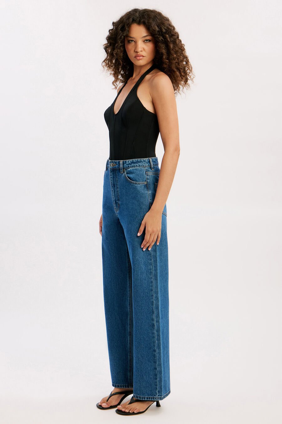 CINDY WIDE FULL LEG JEAN in colour INDIGO