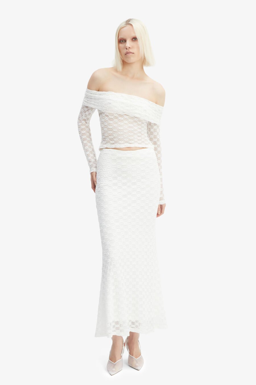 ADONI MID RISE MAXI SKIRT in colour ORCHIDWHT