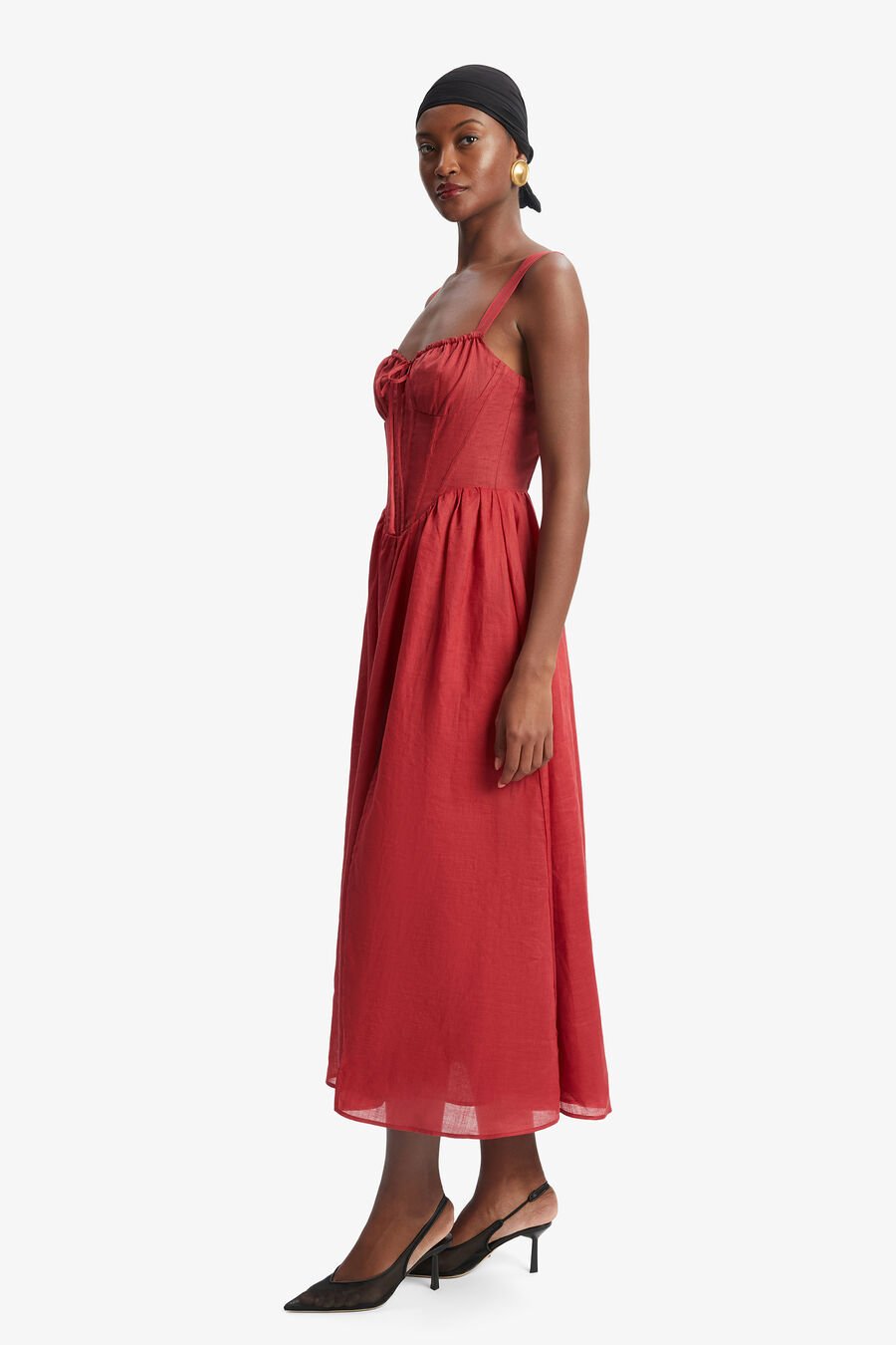 ESRA MIDI DRESS in colour FIRE RED