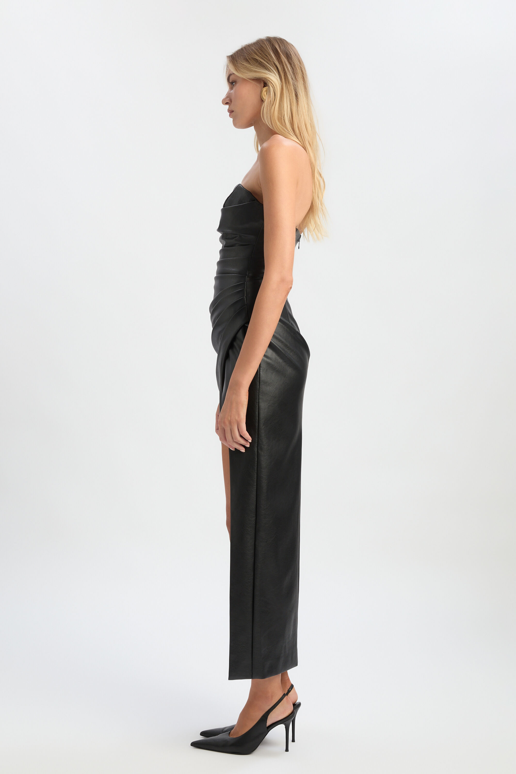 Vani Vegan Leather Maxi Dress In Black | Bardot