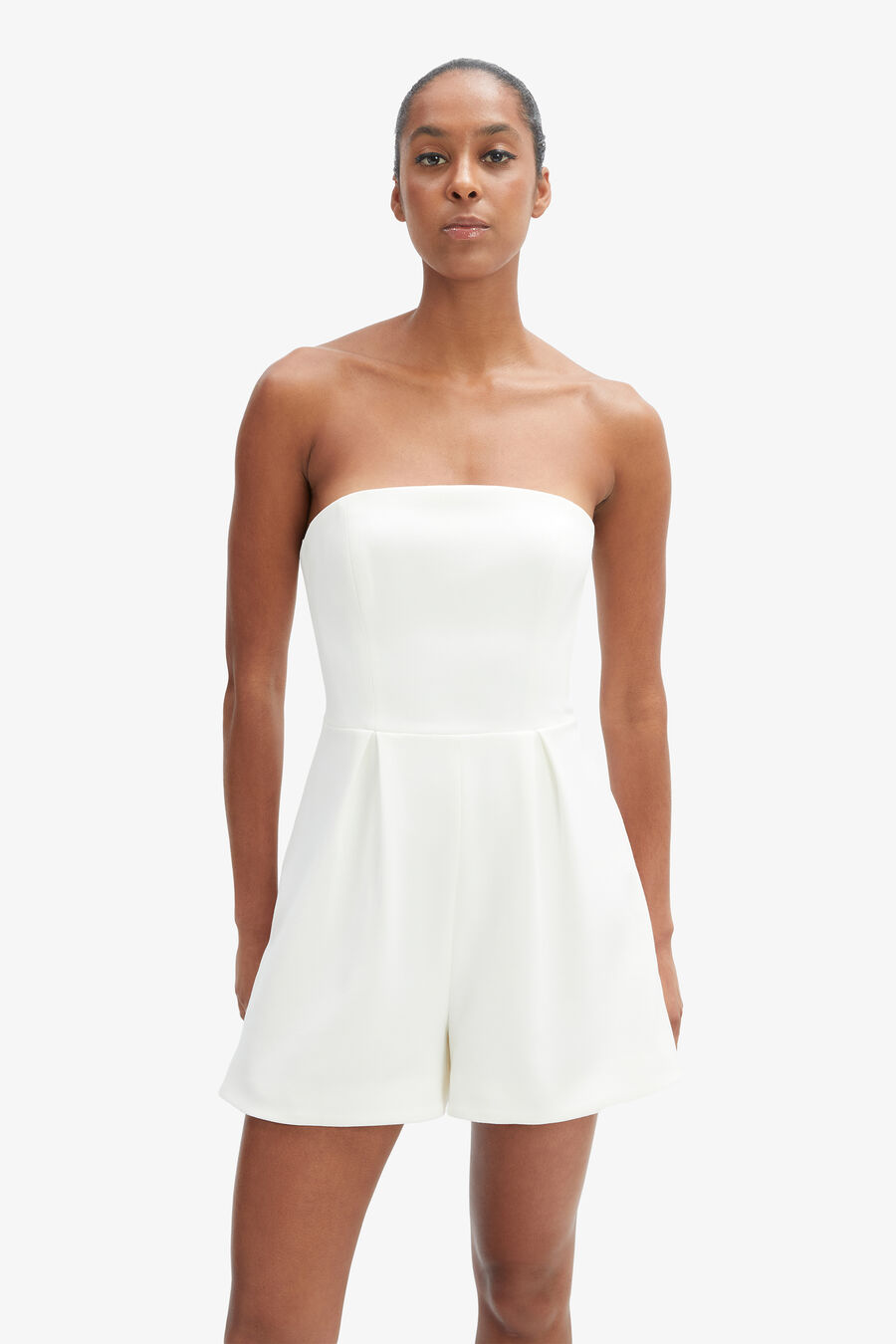 KAROLINE STRAPLESS PLAYSUIT in colour ORCHIDWHT