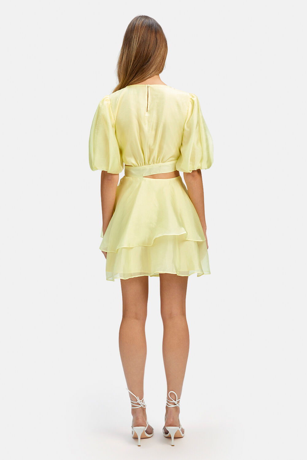 ENYA ORGANZA MINI DRESS in colour BUTTERCUP