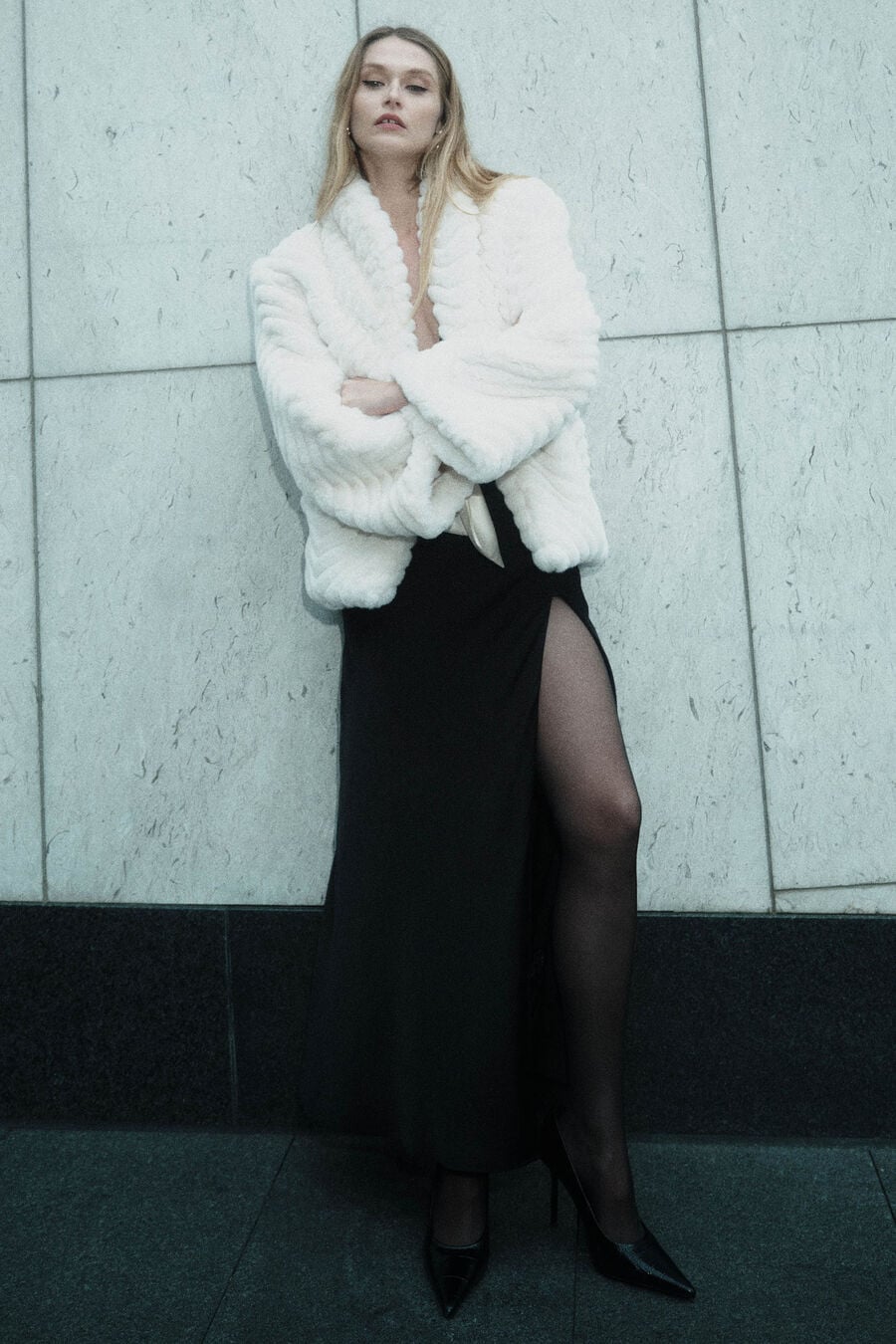 Renalda A-line Faux Fur Coat