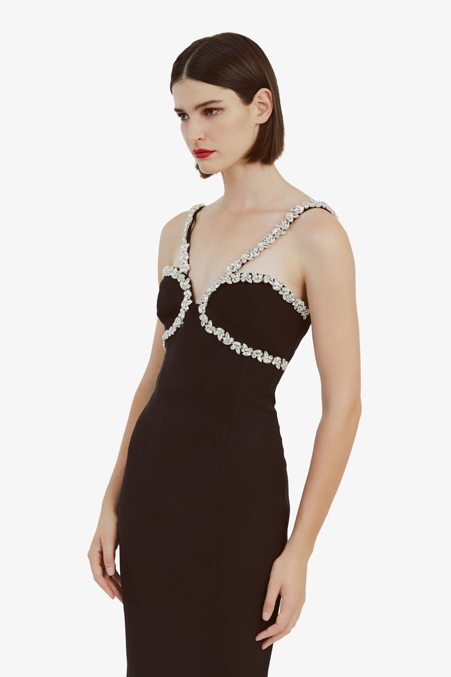 AMALIA DIAMANTE MIDI DRESS in colour BLACK