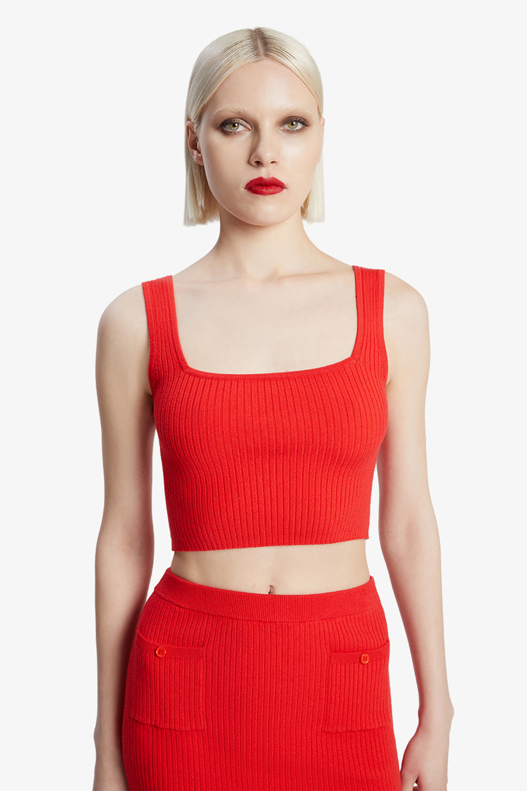 Sarita Knit Tank Top In Deep Red | Bardot