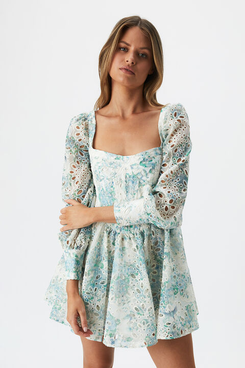 LILA FLOUNCE DRESS in colour MAJOLICA BLUE