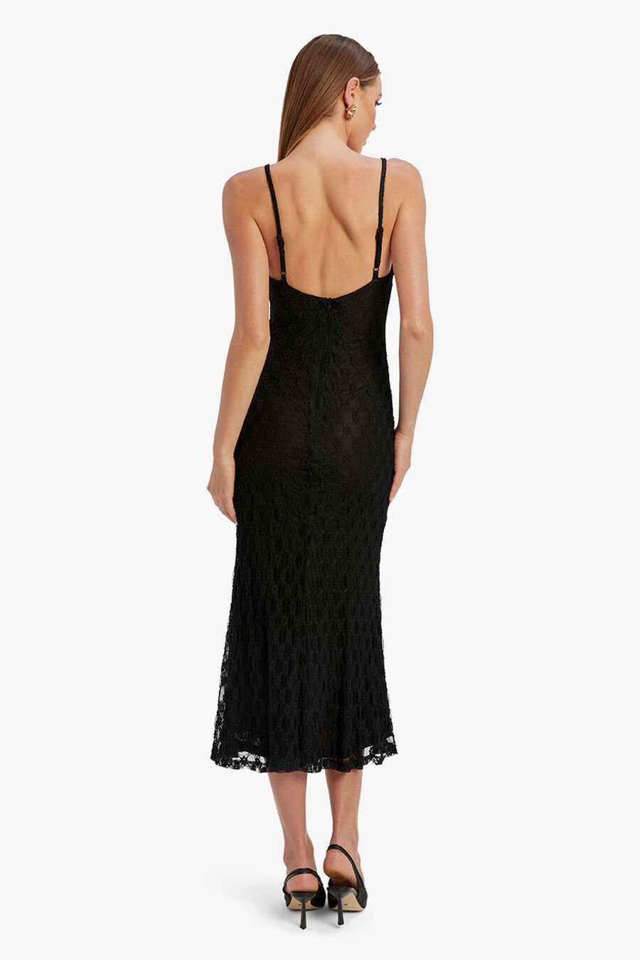 ADONI MESH MIDI DRESS in colour BLACK