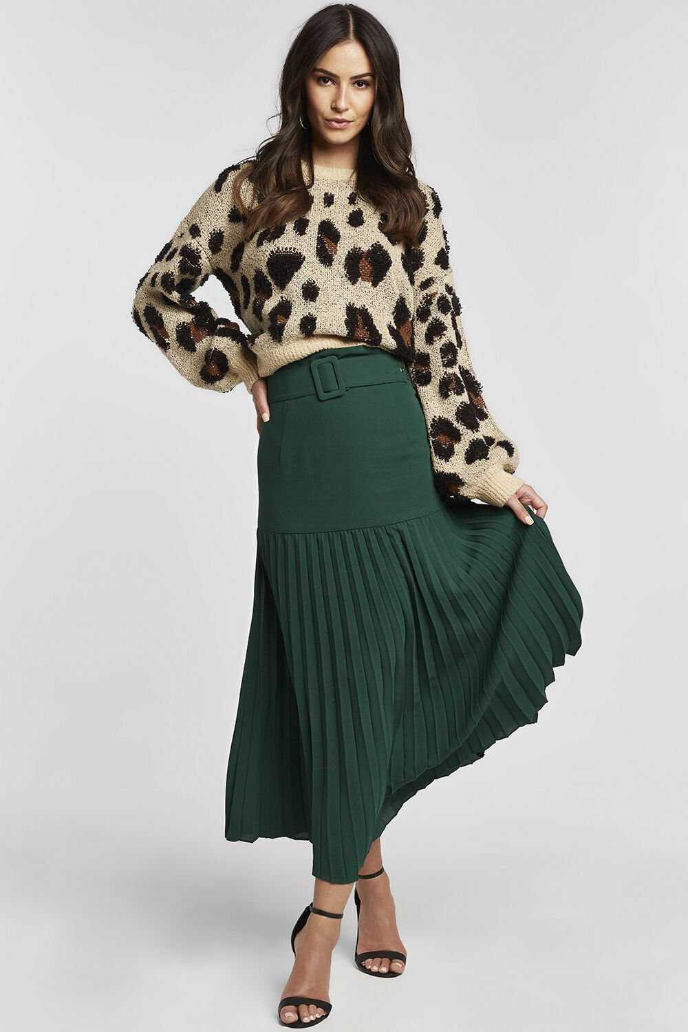 Very green pleated skirt new arrivals
