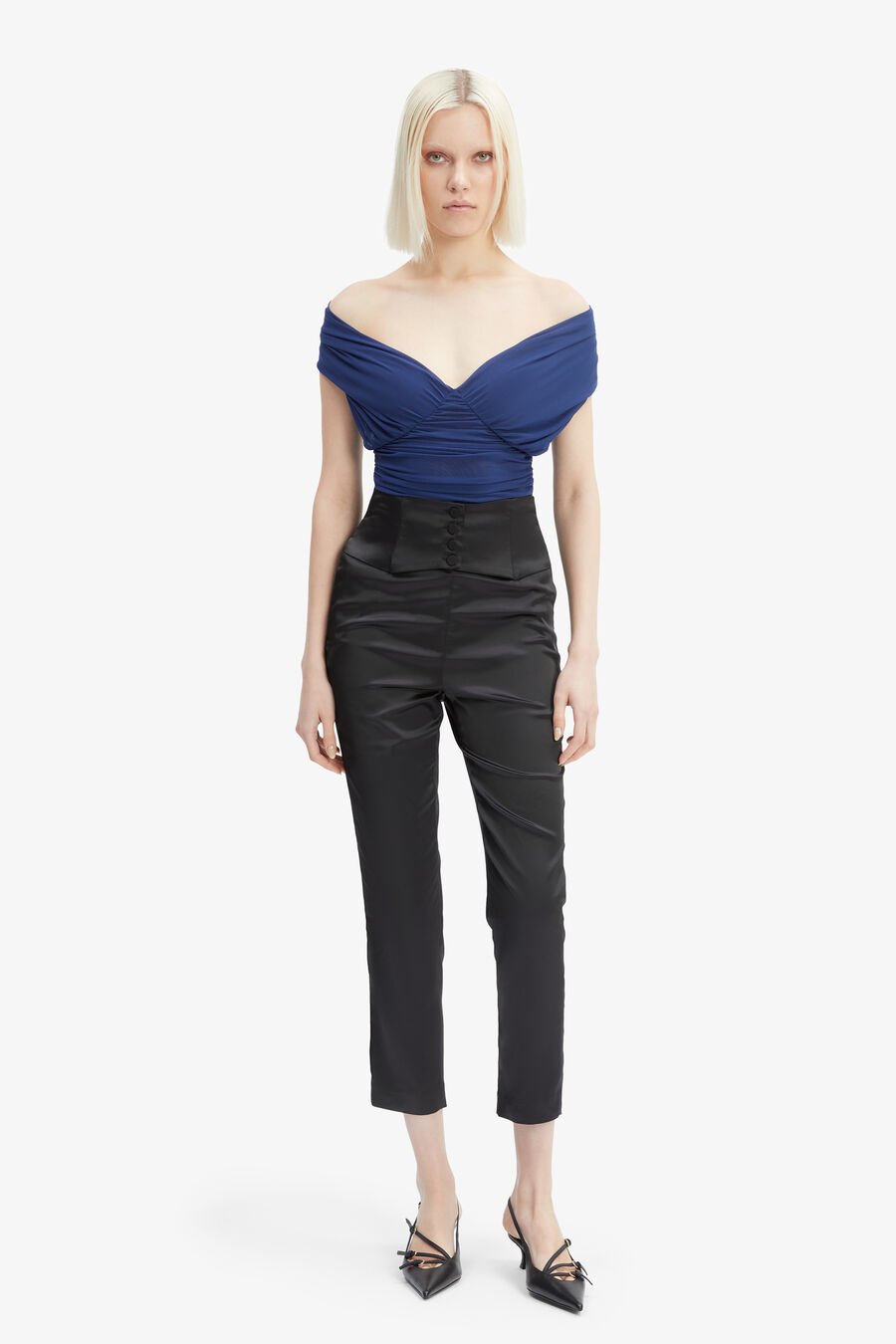 VESPERA MESH BODYSUIT in colour ROYAL BLUE