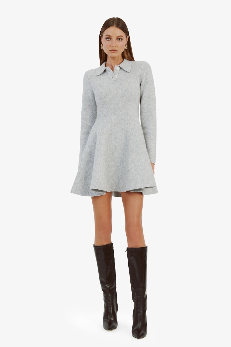 LEXTER LONG SLEEVE KNIT DRESS in colour DOVE GREY