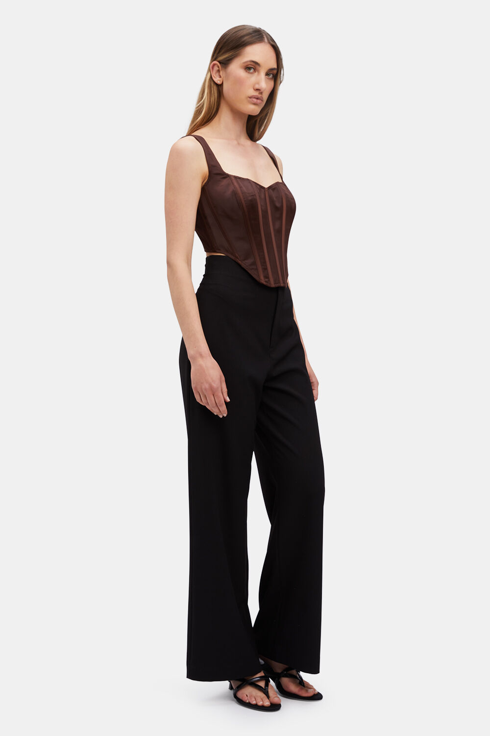 SATIN CORSET BUSTIER in colour CHOCOLATE BROWN