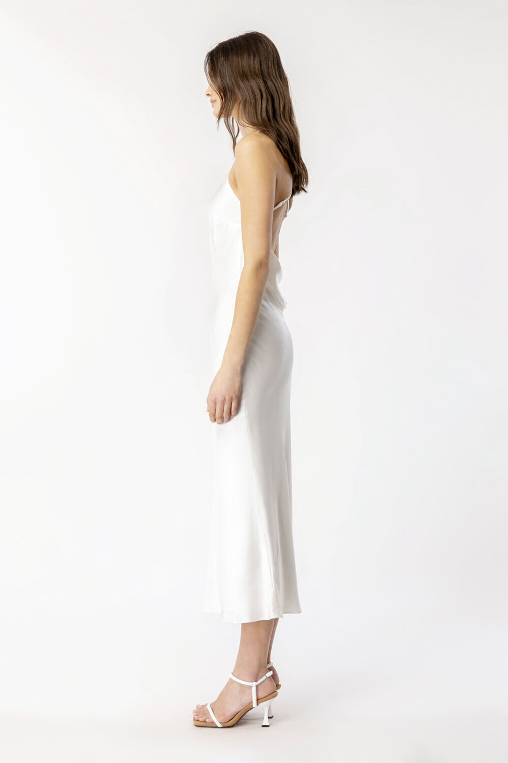 MILA COWL BACK SLIP DRESS in colour BRIGHT WHITE