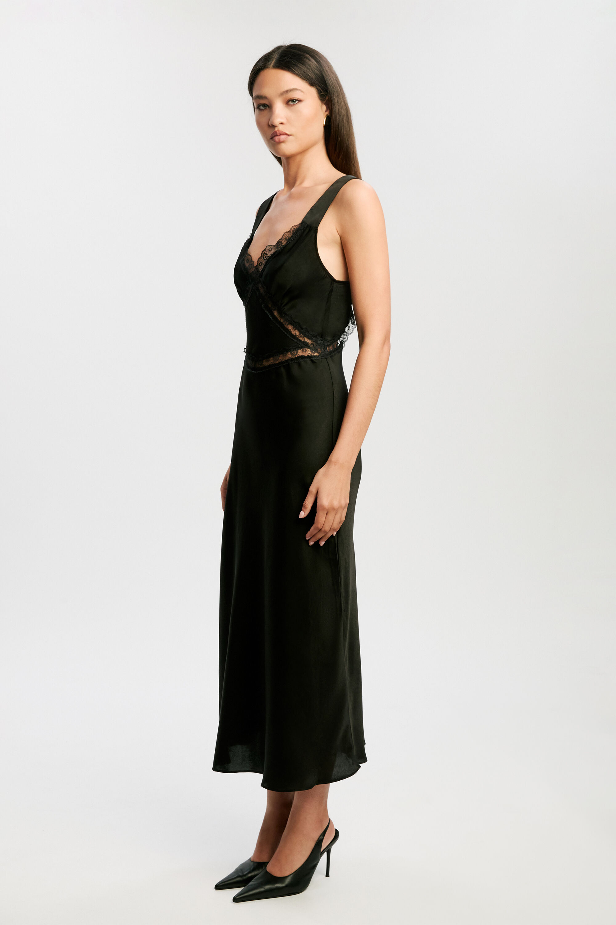 Emory Lace Slip Dress In Black | Bardot